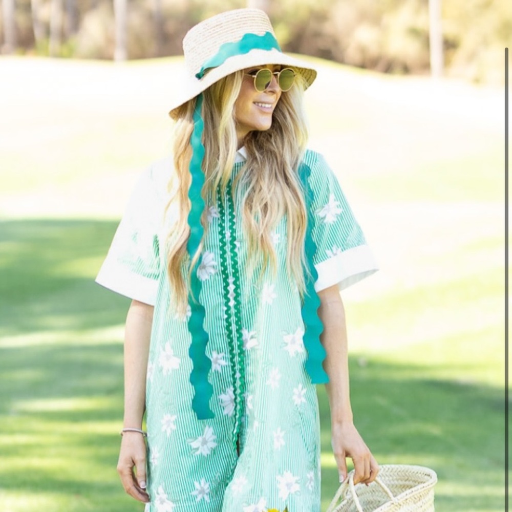 Goldie Natural Straw Hat with Teal Accent